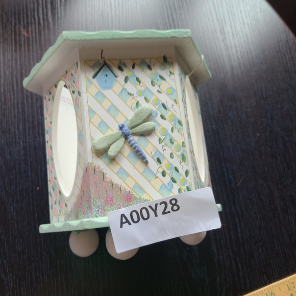 Decorative Hexagonal Jar Candle Holder with Dragonfly Design - Picture 12 of 12